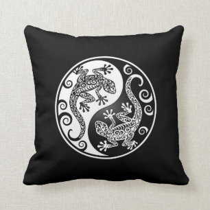 Yin Yang Geckos Throw Pillow