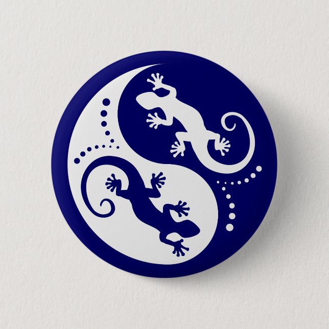 YIN & YANG Geckos white + your idea 2 Inch Round Button (Front)