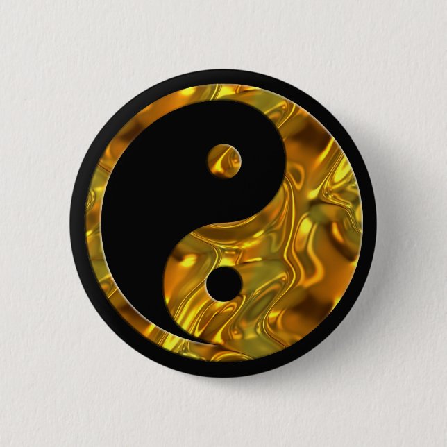 Yin & Yang GOLD | black 2 Inch Round Button (Front)