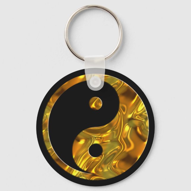 Yin & Yang GOLD | black Keychain (Front)