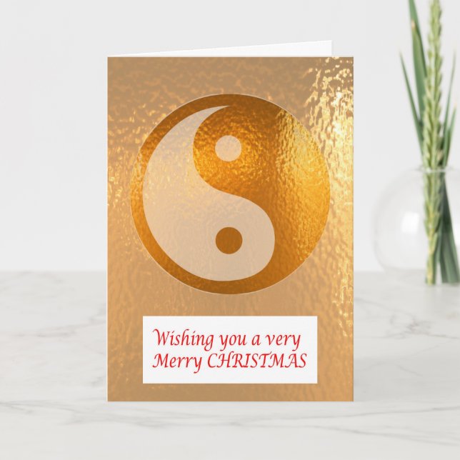 YIN YANG GOLD :   Merry Christmas Happy NewYear Holiday Card (Front)
