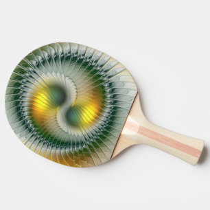 Yin Yang Green Yellow Abstract Colourful Fractal Ping Pong Paddle
