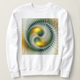 Yin Yang Green Yellow Abstract Colourful Fractal Sweatshirt