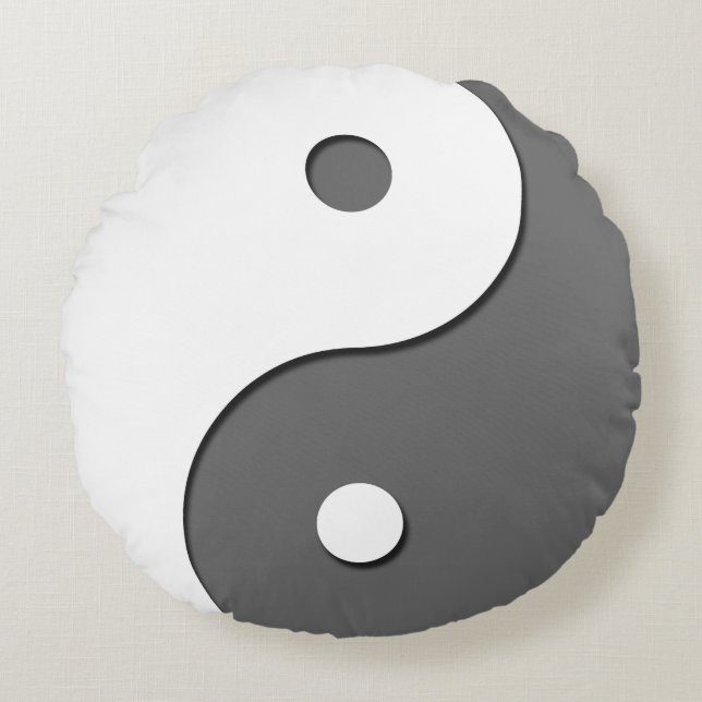 Yin Yang - grey 1 Round Pillow (Front)