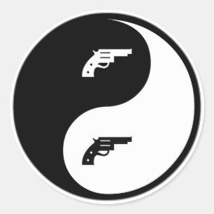 Yin Yang Gun Classic Round Sticker