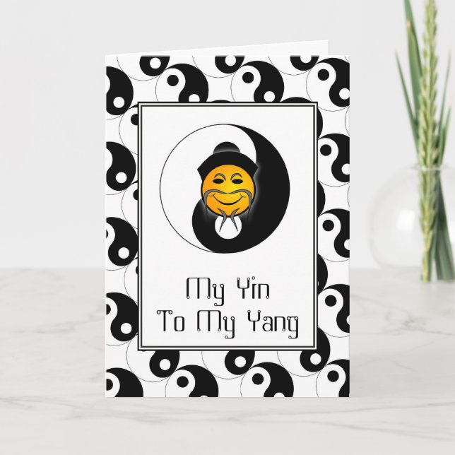 Yin Yang Happy Face Card Greeting Card (Front)