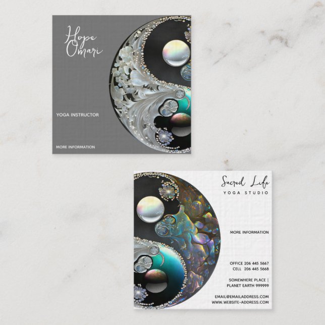Yin Yang, Healing Arts Square Business Card (Front/Back)