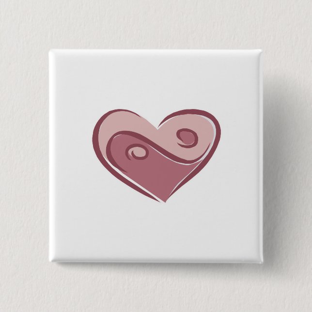 yin yang heart 2 inch square button (Front)