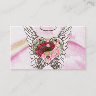 Yin Yang Heart Angel Wings Watercolor Business Card