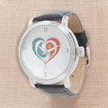 Yin Yang Heart Artistic Leather Watch<br><div class="desc">Elevate your style with this elegant Yin Yang heart watch. Featuring a unique hand-drawn design of red and blue Yin Yang symbols forming a heart, this watch symbolizes balance, love, and harmony. Paired with a sleek leather strap, it’s perfect for everyday wear or as a meaningful gift for someone special....</div>