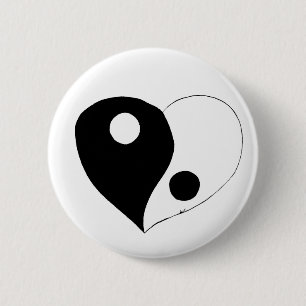 Yin Yang Heart (B/W) 2 Inch Round Button