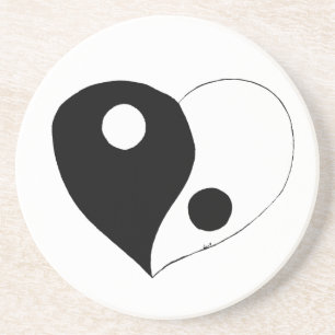 Yin Yang Heart (B/W) Coaster