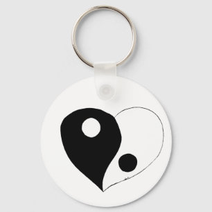 Yin Yang Heart (B/W) Keychain