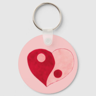 Yin Yang Heart (Red/Pink) Keychain