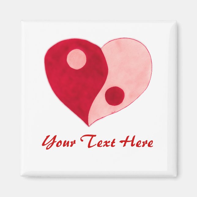 Yin Yang Heart (Red/Pink) Magnet (Front)