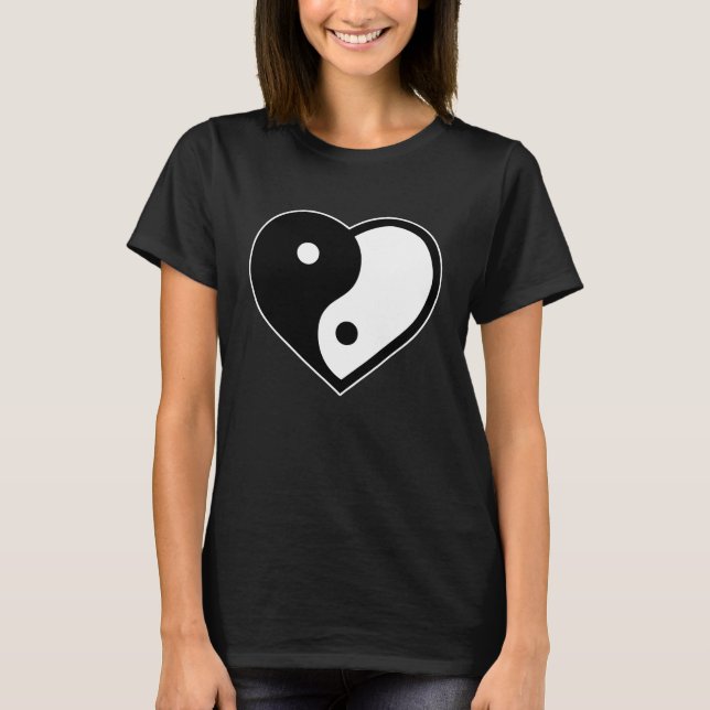 Yin Yang Heart Sign Symbol T-Shirt (Front)