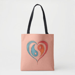 Yin Yang Heart Tote Bag - Personalized
