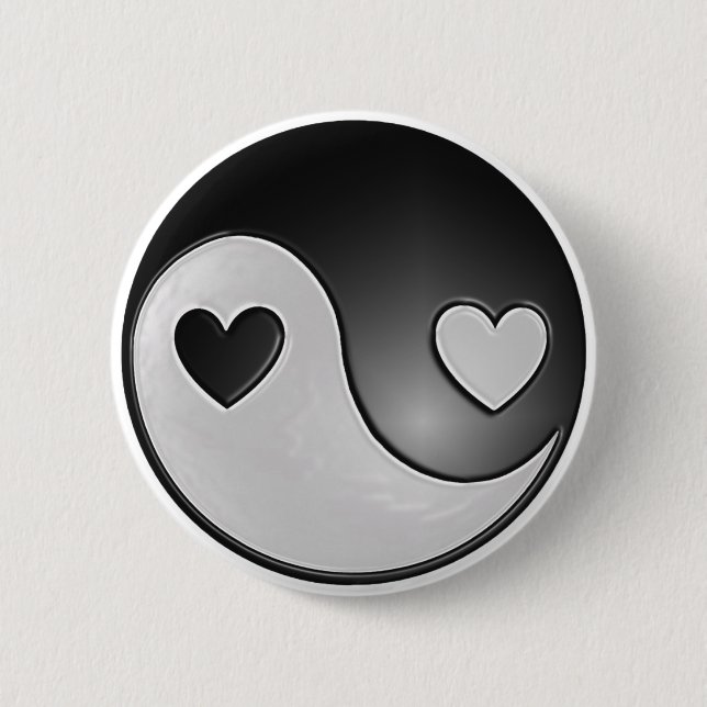 yin yang hearts 2 inch round button (Front)