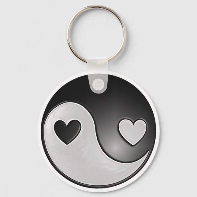 yin yang hearts keychain (Front)