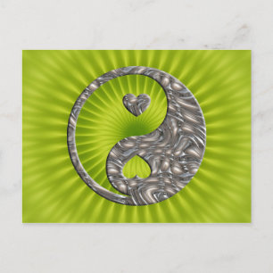 Yin & Yang / Hearts SILVER Postcard