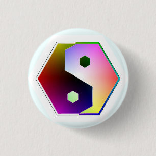Yin Yang Hexagon 1 Inch Round Button