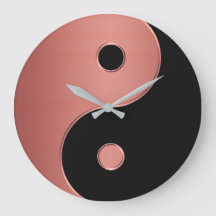 Yin Yang Horloge en cuivre ou en argile et noir