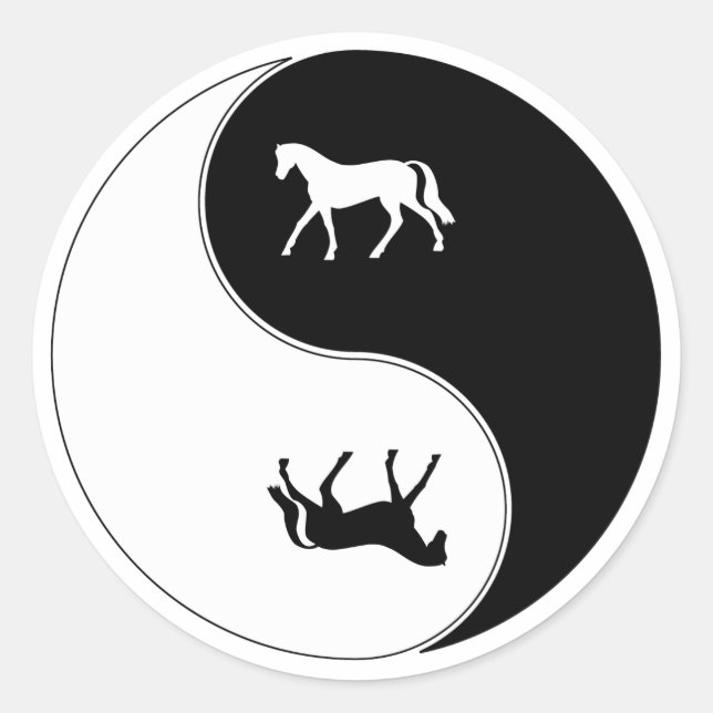 Yin Yang Horse Classic Round Sticker (Front)