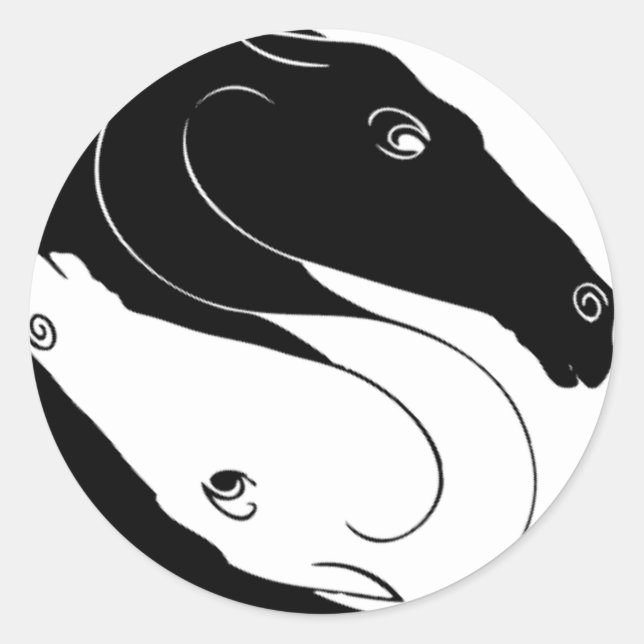 Yin Yang Horse Heads Classic Round Sticker (Front)
