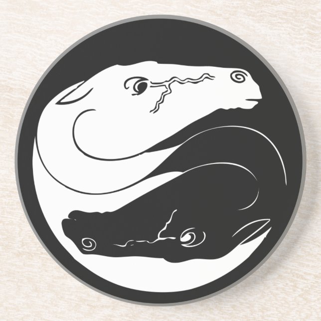 Yin Yang Horses Sandstone Coaster (Front)