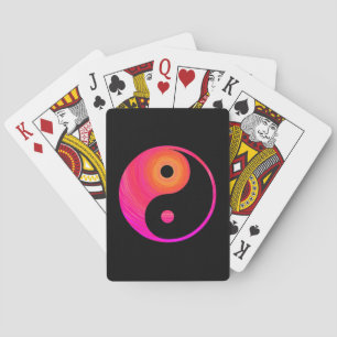 Yin Yang Hot Pink, Purple, and Orange Illustration Playing Cards