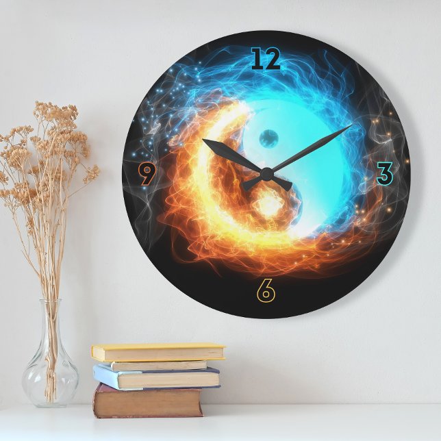 Yin Yang Ice et feu symbole sacré horloge murale (Créateur téléchargé)