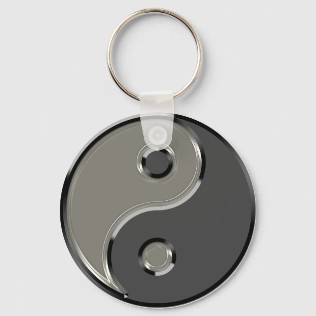 Yin Yang in 2 Shades of Grey Keychain (Front)