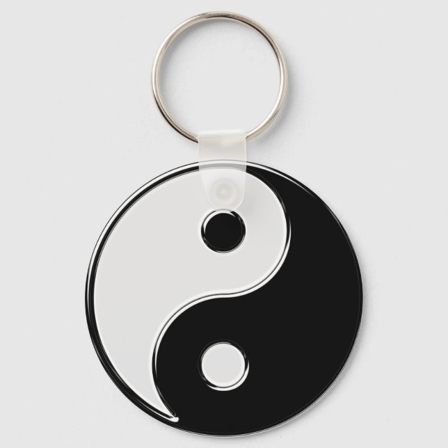 Yin Yang in Black and White Keychain (Front)