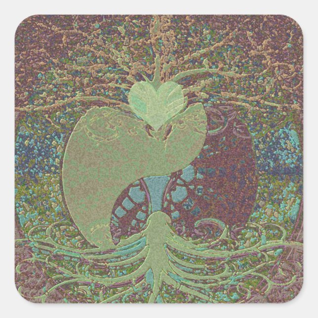 Yin Yang in Brown Square Sticker (Front)