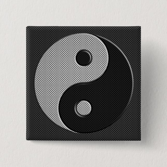 Yin Yang in Carbon Fibre Print Style 2 Inch Square Button (Front)
