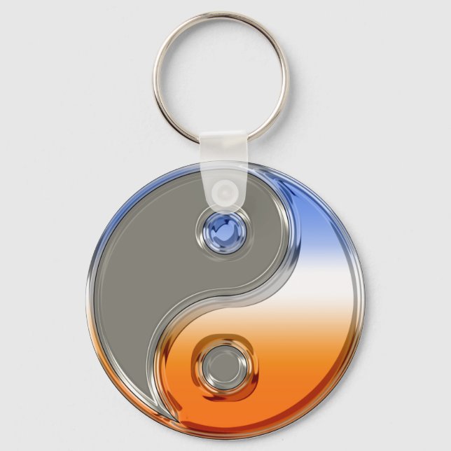 Yin Yang in Silver and Sunrise Keychain (Front)