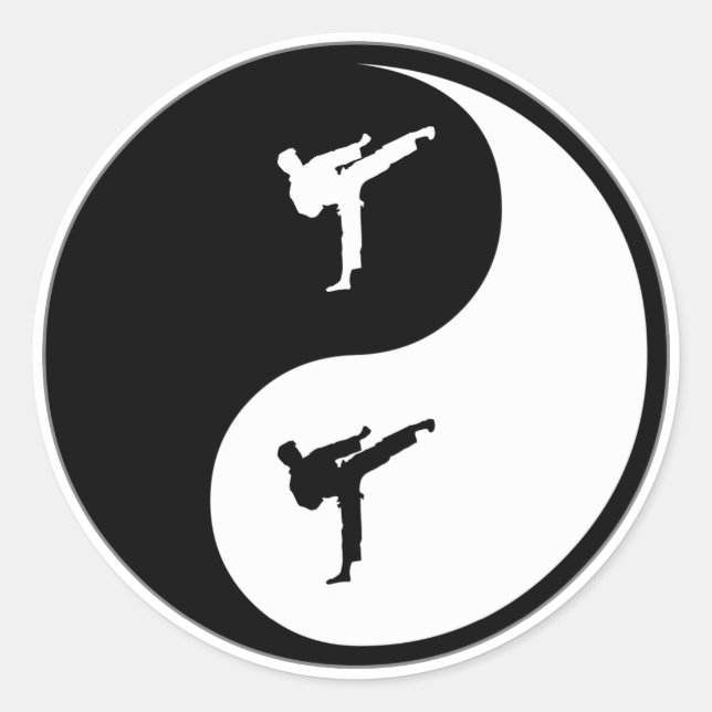 Yin Yang Karate Classic Round Sticker (Front)