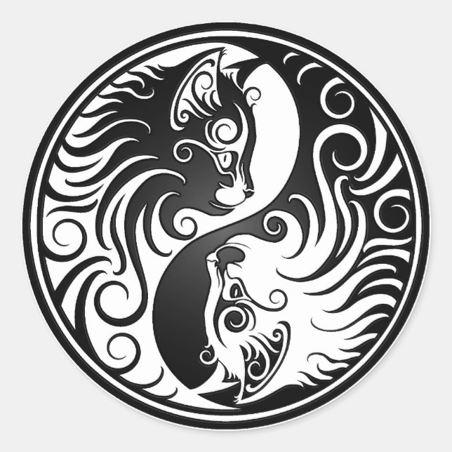 Yin Yang Kittens Classic Round Sticker (Front)