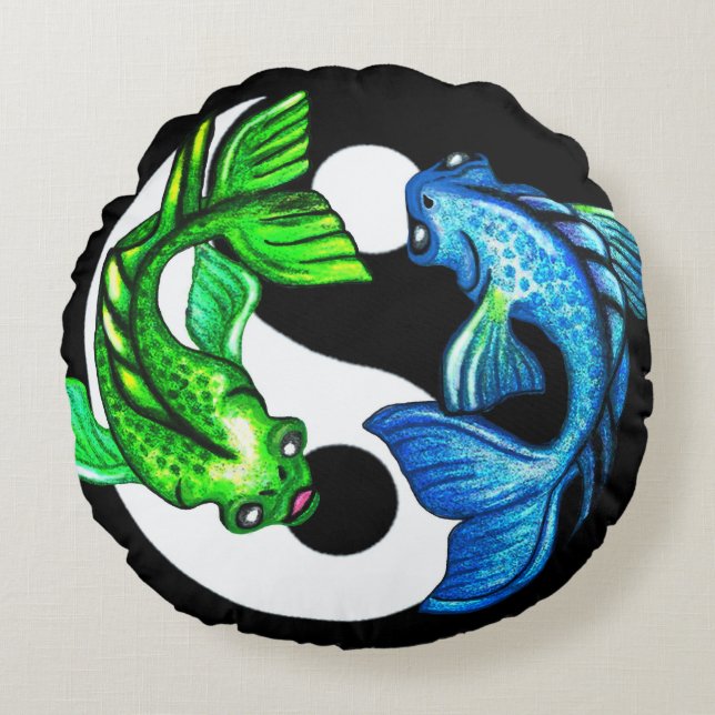 Yin-Yang Koi coussin de poissons (Devant)