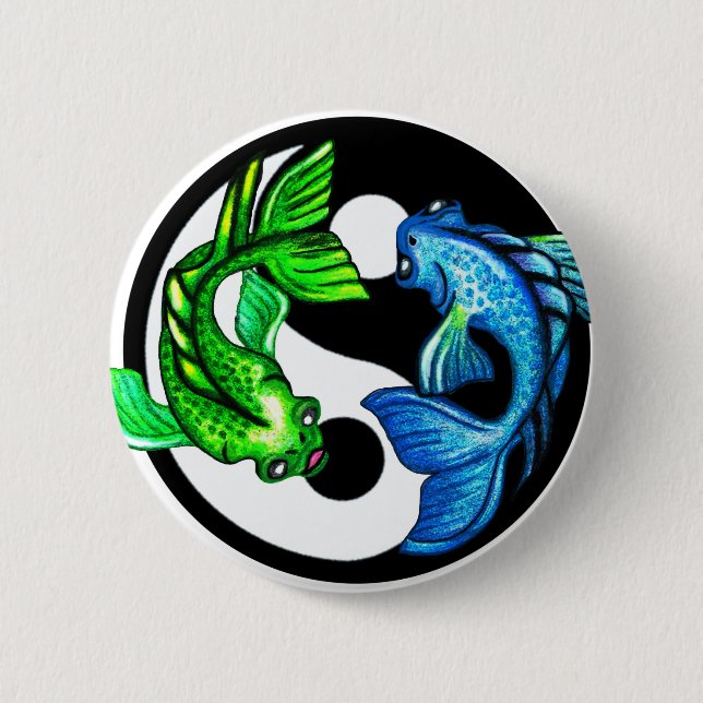 Yin-Yang Koi Design 2 Inch Round Button (Front)