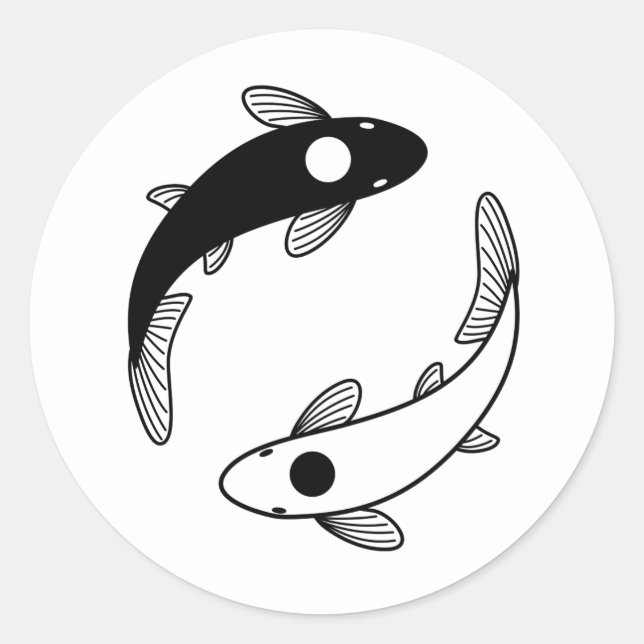Yin Yang Koi Fish Classic Round Sticker (Front)