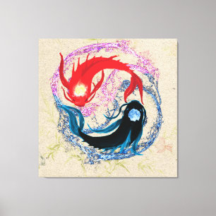 yin yang koi fish japanese art style balance  canvas print