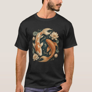 Yin Yang Koi Fish Japanese Zen Lotus Pond Spiritua T-Shirt