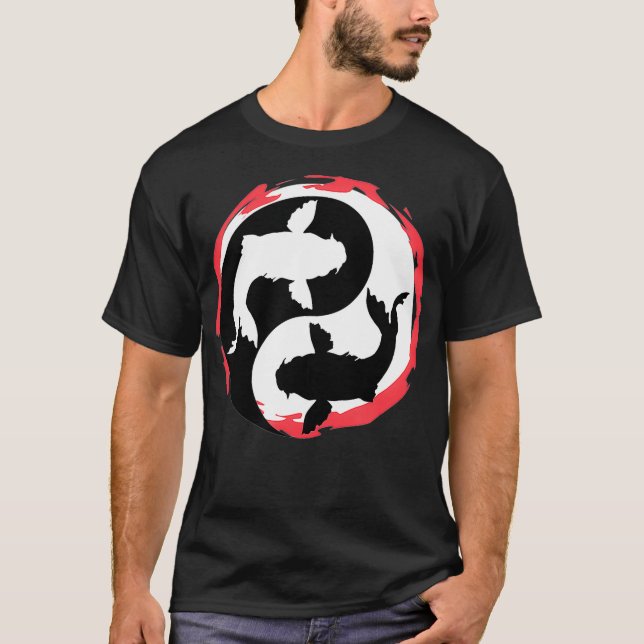 Yin Yang Koi Fish Love Good Luck Japanese Art T-Shirt (Front)