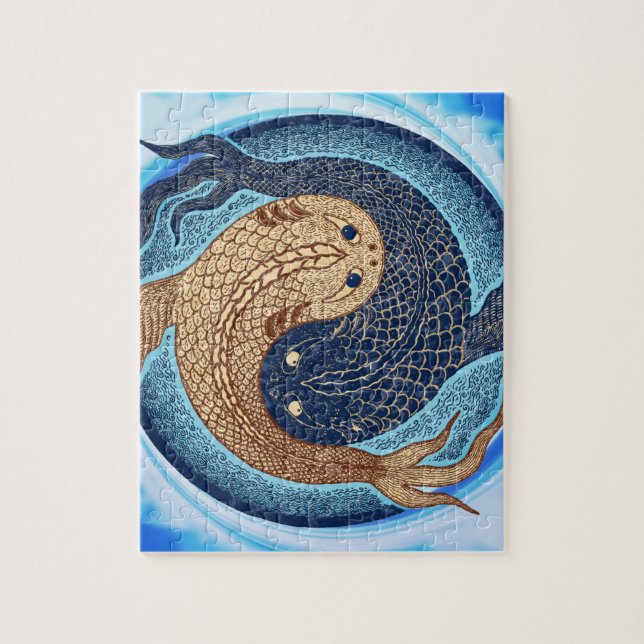 Yin Yang Koi Fish Mandala Jigsaw Puzzle (Vertical)