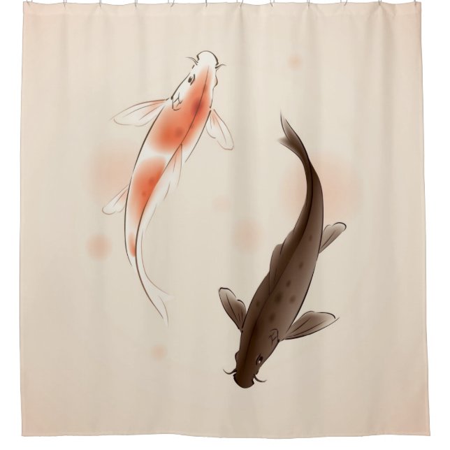 Yin Yang Koi fishes in oriental style painting (Front)