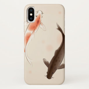 Yin Yang Koi fishes in oriental style painting iPhone X Case