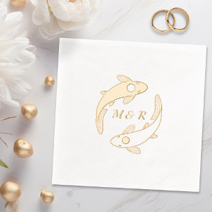 Yin-Yang Koi Paire de poisson Monogramme Mariage i