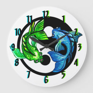 Yin-Yang Koi Round Clock Design