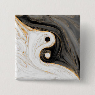 Yin Yang Liquid Marble 2 Inch Square Button